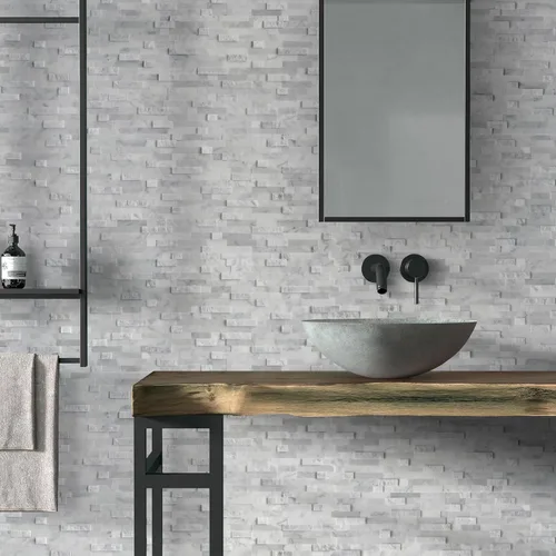 Vista 8 de SUNWINGS Mosaico de 5 hojas de azulejos de mármol autoadhesivos de piedra natural 3D, 11.5 x 10.7 pulgadas, para pegar en el protector contra