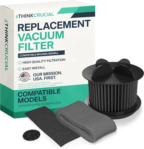 Think Crucial - Filtros de vacío de repuesto redondos lavables compatibles con múltiples piezas Bissell # 2031183, 2031085ES, 203108532065, 32064 y