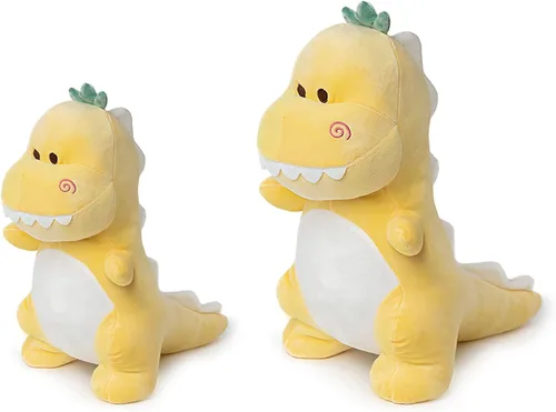 Vista 5 de Lindo juguete de peluche de dinosaurio, peluche de dinosaurio suave de 15.7 pulgadas, peluche amarillo