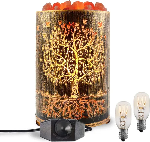 Lámparas de sal para noche, lámpara de roca de sal del Himalaya con interruptor de atenuación, lámpara de cesta de sal del Árbol de la Vida, luz de