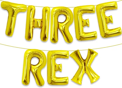 Vista 10 de Katchon, Globos grandes azules de tres Rex – 16 pulgadas, tres decoraciones de cumpleaños Rex para niños, globos de dinosaurios para decoración