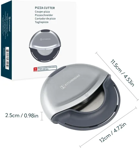 Vista 7 de KITCHENDAO Rueda cortadora de pizza de alta resistencia – Cortadora de pizza de mano con diseño magnético desmontable, hoja afilada de 4 pulgadas