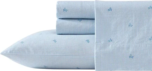 Vista 10 de Laura Ashley - Juego de sábanas individual, ropa de cama de percal de algodón fresca y suave con bolsillos profundos, ligera para comodidad durante