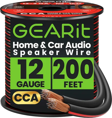 Vista 11 de GEARit Cable de altavoz de calibre 12, cable de altavoz de 20 pies para audio de automóvil, cine en casa, CCA (negro)