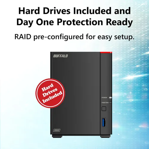 Vista 5 de BUFFALO LinkStation 720 16TB 2-Bay Home Office Almacenamiento de datos en la nube privada con discos duros incluidos/Almacenamiento conectado a red