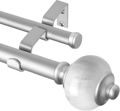 Vista 11 de KAMANINA Barra de cortina doble de 1 pulgada de 36 a 72 pulgadas (3-6 pies), barras de cortina telescópicas de bronce para ventanas, barras