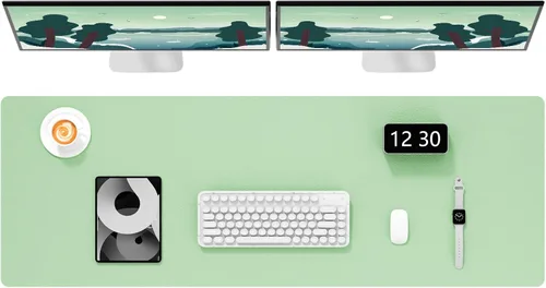 Vista 28 de Hsurbtra - Almohadilla de escritorio, 23.6 x 13.8 pulgadas, alfombrilla de escritorio de piel sintética, M extendida, protector de escritorio