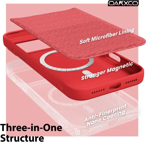 Vista 309 de oakxco Funda de silicona para iPhone 12 Pro Max, magnética, compatible con carga inalámbrica Magsafe, cubierta protectora de goma suave y delgada