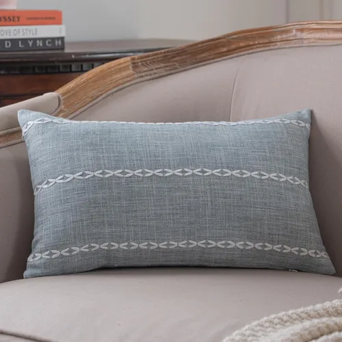 Vista 24 de vctops Funda de Almohada Decorativa de Algodón y Lino con Celosía Rústica Funda de Cojín Lumbar con Bordado Funda de Almohada para Sofá Dormitorio