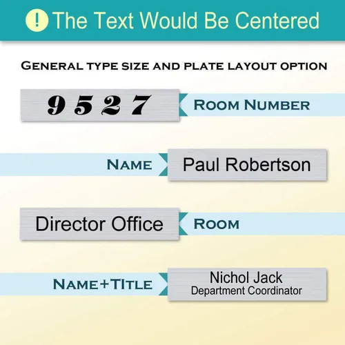 Vista 5 de Placa de identificación personalizada grabada para oficina con soporte de pared o escritorio de 2 x 10 pulgadas