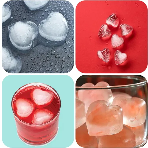 Vista 7 de 2 paquetes de bandejas para cubitos de hielo en forma de corazón con tapas y compartimentos, moldes de hielo con caja de almacenamiento de hielo, 48