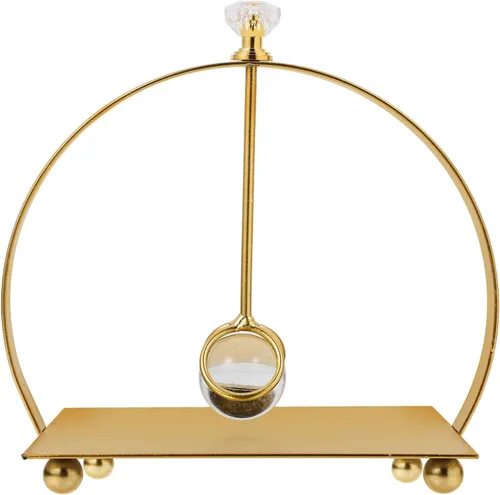 Beaupretty Rustic Arc Iron Napkin Holder for Dining Table, Gold Metal Paper Towel Dispenser with Weighted Arm, Countertop Organizer for Kitchen and