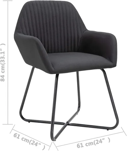 Vista 2 de Modern Dining Chairs Set of 2 Black Fabric Upholstered with Steel Legs, Comfortable Accent Chairs for Kitchen, Living Room, Bedroom or Vanity