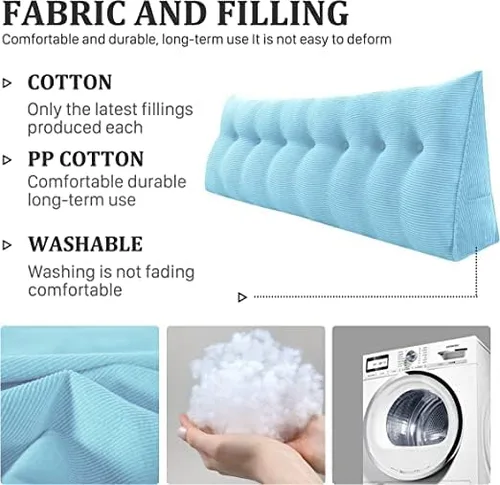 Vista 8 de Almohada de cuña para cabecero de dormitorio, almohada de lectura para la espalda, soporte para sentarse en la cama, cojín lumbar, posicionamiento