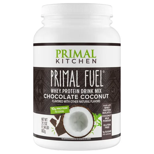 Primal Kitchen Primal Fuel Proteína en Polvo de Suero de Leche de Chocolate y Coco, Sin Gluten y Sin Soja, 1.94 Libras