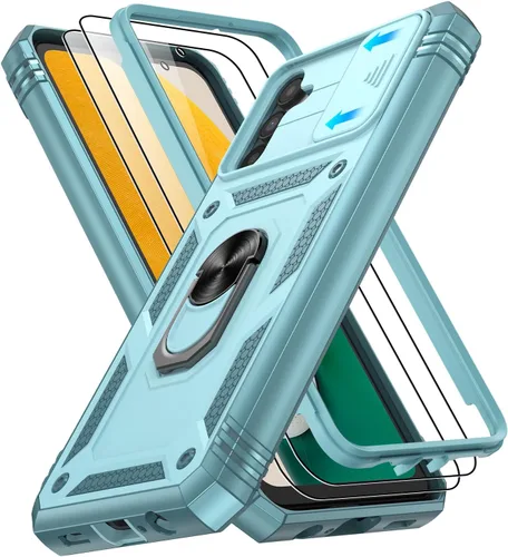 Vista 211 de Gritup Funda para Google Pixel 6 con cubierta deslizante para cámara y protector de pantalla (2 unidades), soporte de anillo giratorio 360°, funda