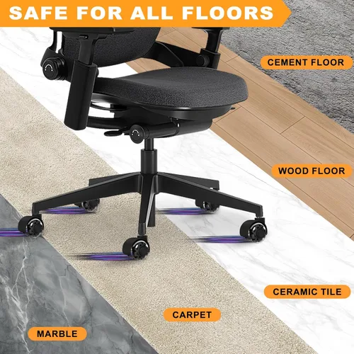 Vista 3 de Ruedas para silla de oficina, 2 pulgadas, ruedas de repuesto suaves y silenciosas, ruedas de silla de juegos para computadora para todos los suelos