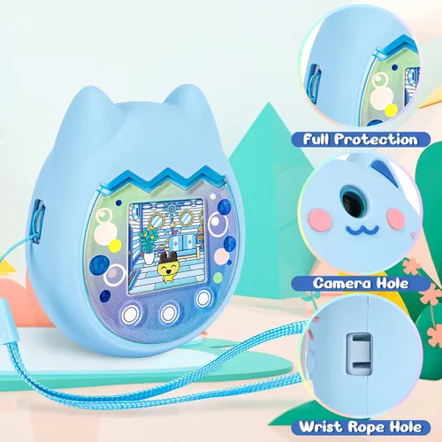 Vista 2 de Funda de silicona compatible con la máquina virtual de juego Tamagotchi Pix para mascotas, funda protectora para Tamagotchi Pix con cordón