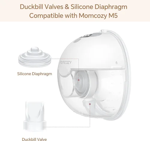 Vista 3 de 4 válvulas de pico de pato y 2 piezas de diafragma de silicona compatibles con el extractor de leche portátil Momcozy M5, piezas de repuesto