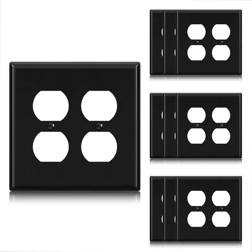 Vista 9 de ELEGRP Placas de pared para receptáculo dúplex de 2 segmentos, tamaño mediano, 4.88 pulgadas de alto x 4.94 pulgadas de largo, cubierta frontal