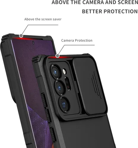 Vista 5 de Asuwish Funda para teléfono Samsung Galaxy Note 20 Ultra 5G con protector de pantalla y cubierta para cámara deslizante con soporte para celular