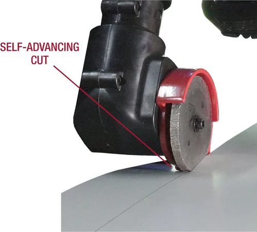Vista 6 de Malco TurboShear TSPC1 - Cortador de panel rotativo - Accesorio de taladro para cortar metal, vinilo, techos acanalados y paneles de pared - Ruedas