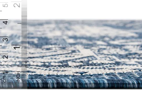 Vista 5 de Unique Loom Outdoor Aztec Collection Alfombra de área - Chalca (10 pies, redonda, azul/marfil)