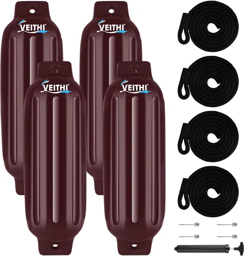 Vista 28 de Juego de 4 guardabarros para barco de 4.5/5.5/6.5/8.5/10/16 pulgadas, parachoques de vinilo con ojos gemelos acanalados, parachoques para barco