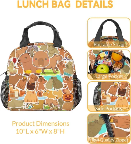 Vista 3 de Lonchera para niños – Bolsas de almuerzo con aislamiento medio con correa para el hombro – Bonita lonchera para niños y niñas – Bolsa de almuerzo