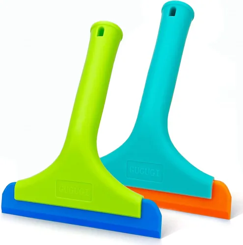 Vista 9 de Escobilla de silicona súper flexible, cuchilla de agua para auto, limpiador de agua, escobilla de ducha, cuchilla de 5.9 pulgadas y mango largo