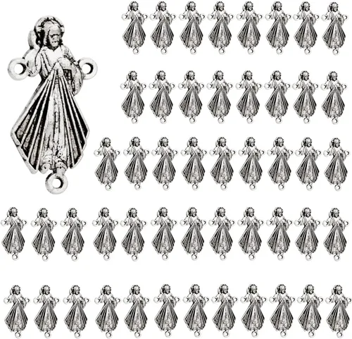 Vista 7 de COTTVOTT San Benito, Medalla milagrosa de Nuestra Señora de Guadalupe para la fabricación de joyas DIY, parte de conexión del centro del rosario