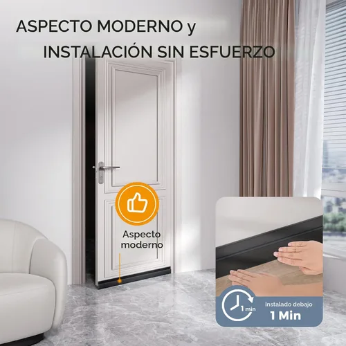 Vista 5 de GroTheory - Juego de 2 topes para puerta, bloqueador de corrientes de aire para parte inferior de puertas, contra el clima, bloqueador de ruido