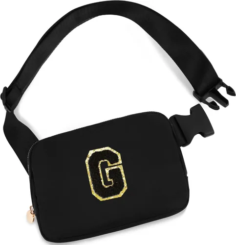 Vista 135 de Bolsa de cinturón para niñas y mujeres, bolsas cruzadas, riñonera, riñonera personalizada, Negro, Small