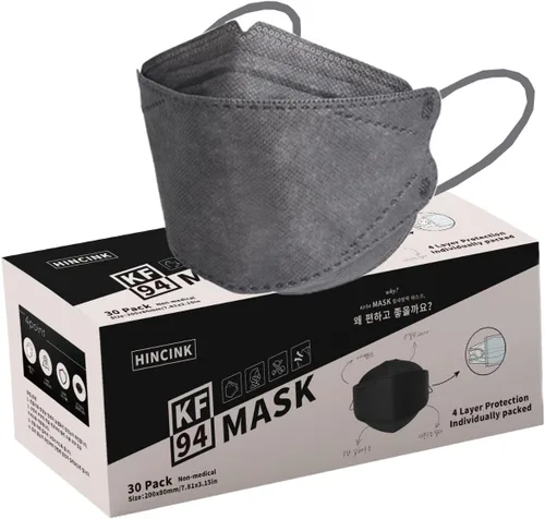Vista 8 de Mascarillas KF94, paquete de 30 unidades envueltas individualmente, mascarilla de seguridad de 4 capas transpirable y cómoda, unisex