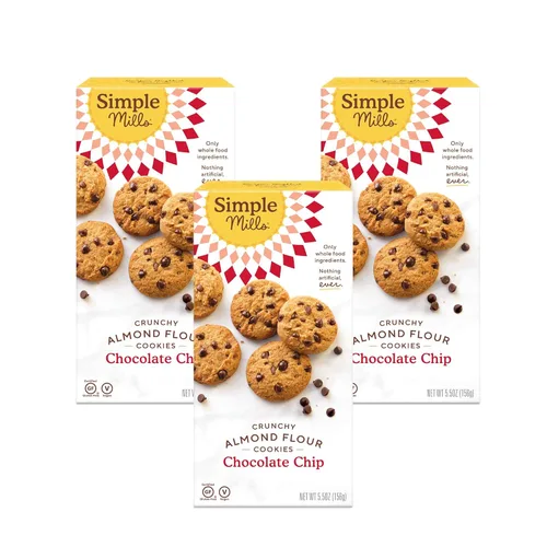 Vista 2 de Simple Mills Galletas de harina de almendras con chispas de chocolate, sin gluten y deliciosas galletas crujientes, aceite de coco orgánico, buenas