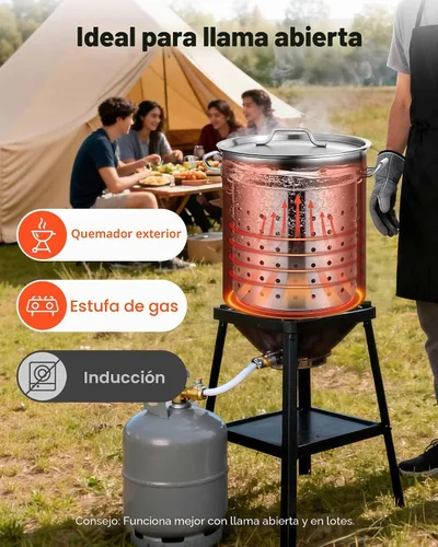 Vista 4 de VEVOR Olla de acero inoxidable, ollas de cocina de 24 cuartos, olla de salsa con tapa y asa, olla de grado comercial resistente, tratamiento