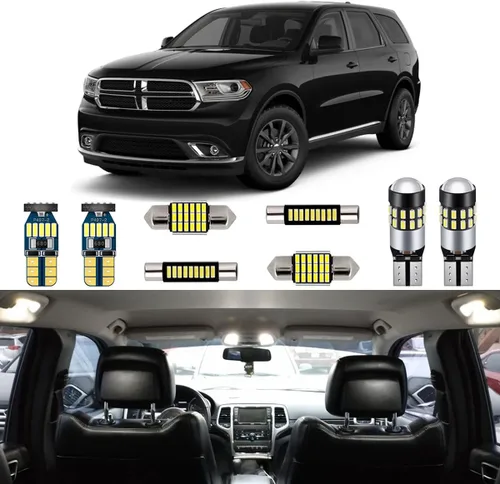 Kit de 15 luces LED blancas para interiores Dodge Durango 2011, 2012, 2013, 2014, 2015, 2016, 2017, 2018, 2019, 2020, 2021, superbrillantes, 6000K,