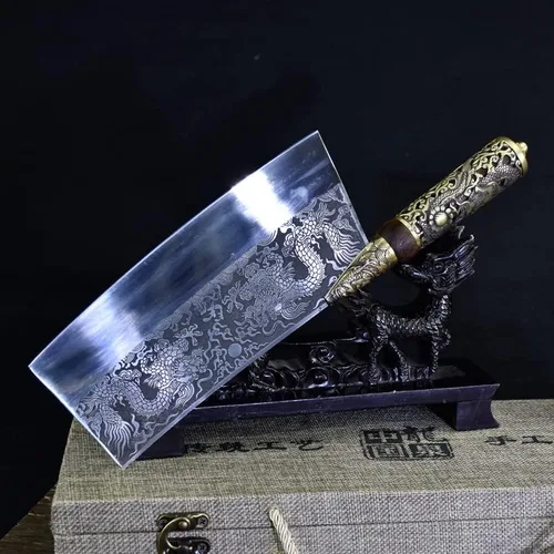 Vista 3 de Meat knife Cleaver, 8inch Hand Forged Meat Cleaver Sharp Blade Kitchen Knife China Longquan Kitchen Knife Kitchen Slicing Knife Cooking Tools