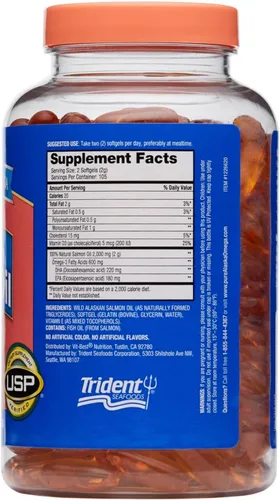 Vista 2 de Aceite de salmón salvaje de Alaska Omega-3 1000 mg cápsulas blandas – Omega 3, aceite de pescado salvaje de Alaska, cápsulas blandas, aceite