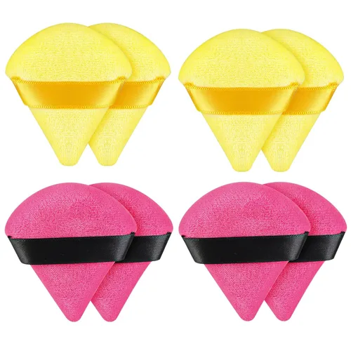 Vista 9 de 8 piezas triángulo polvo soplo cara triángulo suave maquillaje Puff terciopelo cosmética base licuadora esponja belleza maquillaje herramientas