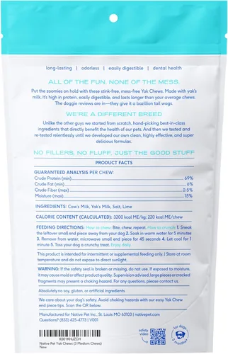 Vista 8 de Native Pet Yak Cheese Himalayan Dog Chews – Palitos dentales de larga duración para razas medianas – Masticables de yak del Himalaya 100% naturales