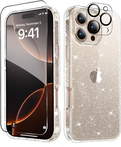 Vista 27 de MIODIK - Funda compatible con iPhone 13 Pro, con protector de pantalla + protector de lente de cámara, funda transparente protectora y a prueba