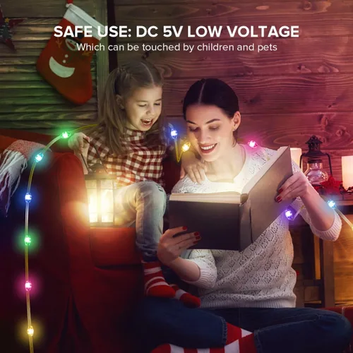 Vista 4 de BTF-LIGHTING Chasing Dream - Luces decorativas parpadeantes a todo color, 16.4 pies 5m, 50 LED, direccionables, WS2812B, cadena de luces de hadas IC