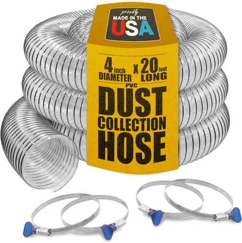 Vista 7 de Manguera de recolección de polvo de PVC con 4 abrazaderas de rosca, resistente a perforaciones, alambre de acero al carbono, manguera flexible