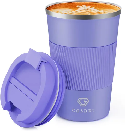 Vista 26 de CS COSDDI - Vaso térmico de acero inoxidable de 12 onzas con aislamiento al vacío, taza de viaje de café a prueba de derrames con tapa