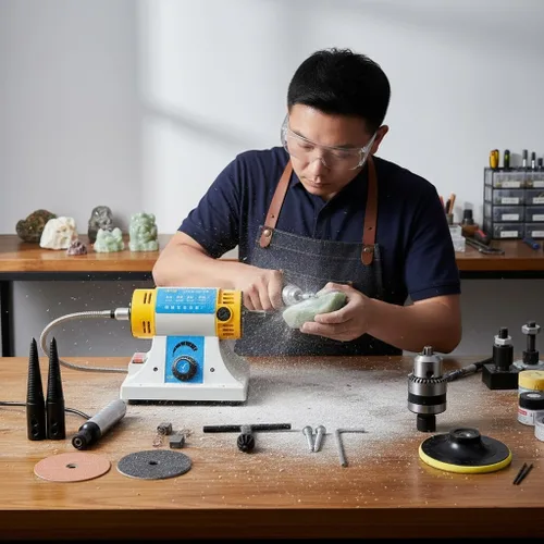 Vista 5 de Máquina pulidora de pulido de roca de joyería, multifunción, sierra de banco, pulidora de torno 350 W, 110 V, joyería de jade, molinera de jade