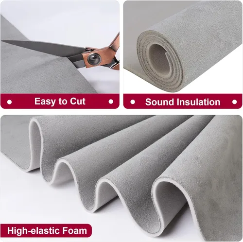 Vista 4 de Tela de gamuza con material de respaldo de espuma, 72 pulgadas de largo x 60 pulgadas de ancho, tela de techo de microgamuza para automóvil, RV