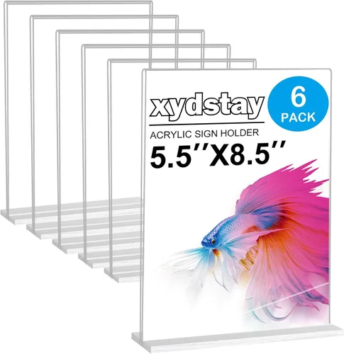 Vista 10 de xydstay Soporte acrílico de 8.5 x 11 pulgadas, 2 unidades, soporte vertical de plástico transparente para menú, soporte de mesa para restaurante