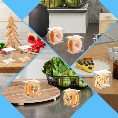 Vista 7 de Newbested Paquete de 100 cajas de plástico transparente para macarrones, dulces de chocolate transparente, bolas de malta, mini cajas de embalaje