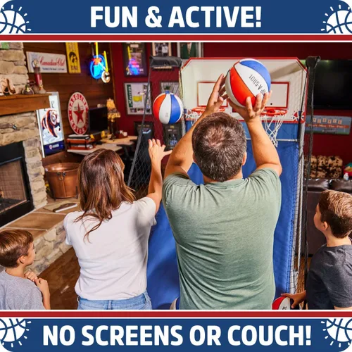 Vista 7 de Pop-A-Shot - Home Dual Shot Juego de baloncesto arcade para el hogar Aro de puntuación con sensor, 16 modos de juego, 7 bolas Plegable para un
